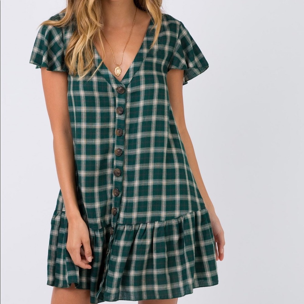 Princess Polly green plaid te amo dress